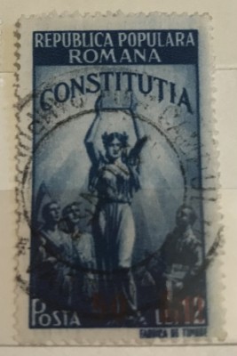 Timbre Romania Timbru RPR Constitutia lei 12 supratipar 50 lei foto