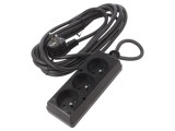 Prelungitor electric 3 prize PVC negru 5m 16A