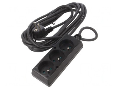 Prelungitor electric 3 prize PVC negru 5m 16A foto