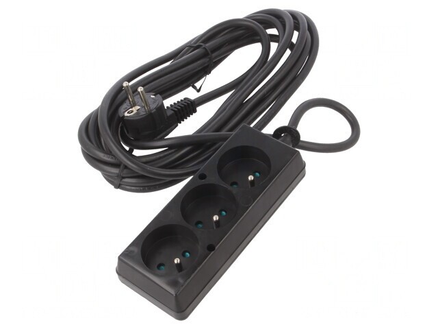 Prelungitor electric 3 prize PVC negru 5m 16A
