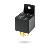 Releu auto 12v 40a cu 5 pini + mufa cu cabluri, suport montare, set complet