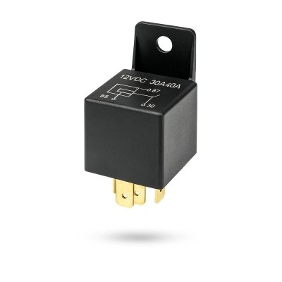 Releu auto 12v 40a cu 5 pini + mufa cu cabluri, suport montare, set complet foto