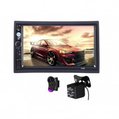 2Din, mp3/mp5 player auto universal 7010b, Navigatie MirrorLink, Rama, Camera patrata Telecomanda volan foto