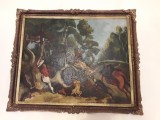 Cumpara ieftin Tablou pictura ulei pe carton Cruciada inramat 1992 dimensiune mare, Scene lupta, Altul