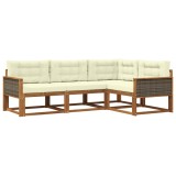 vidaXL Set de canapele de exterior cu pernă 4 pcs Natural și Crem 3382518