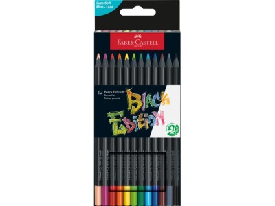 Creioane colorate triunghiulare black edition Faber-Castell 12 culori/set foto