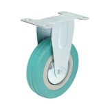 Roata fixa 100 mm cu cauciuc plin albastru si placa otel, 55 kg