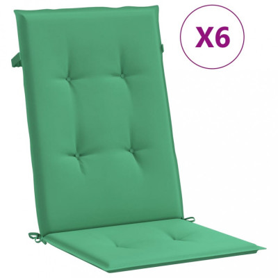 Perne scaun cu spatar &amp;icirc;nalt, 6 buc., verde, 120x50x3 cm, textil GartenMobel Dekor foto