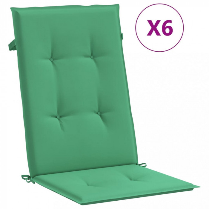 Perne scaun cu spatar &icirc;nalt, 6 buc., verde, 120x50x3 cm, textil GartenMobel Dekor