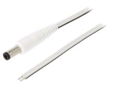 Cablu Alb 2x0,5mm2 cu Mufă DC 5,5/2,1 Drept 0,5m, WEST POL