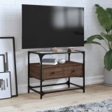 vidaXL Dulap TV blat sticlă, stejar maro, 60x35x51 cm lemn prelucrat