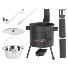 Set soba cu ceaun/tuci, cu burlane, 42 cm, ceaun de 22 L, polonic, lingura de lemn, Artool