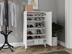 Pantofar Mona cu 5 rafturi, Alb, 37x118x70 cm