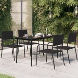 Masă grădină vidaXL negru 140x70x74 cm oțel/sticlă - Bucătărie exterior,terasă,balcon,curte