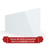 Panou Intrerupator Simplu + Simplu + Simplu cu Touch LIVOLO din Sticla, Standard Italian - 6/7M SmartElectro IntelligentHouse
