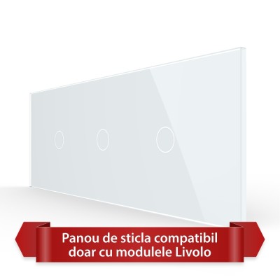 Panou Intrerupator Simplu + Simplu + Simplu cu Touch LIVOLO din Sticla, Standard Italian - 6/7M SmartElectro IntelligentHouse foto