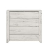 Comoda 5 sertare din pal alb craft Angel 84x40x77 cm