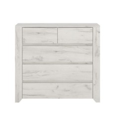 Comoda 5 sertare din pal alb craft Angel 84x40x77 cm