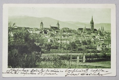 SIBIU , VEDERE GENERALA , CARTE POSTALA ILUSTRATA , SEMNATA DE GENERALUL CANCIULESCU , 1935 foto