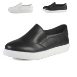 Tenisi Dama TRULAND Espadrile slip on din Piele Naturala, 37 - 39, Alb, Negru