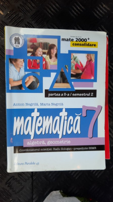 MATEMATICA ALGEBRA GEOMETRIE CLASA A VII A NEGRILA foto