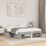 VidaXL Cadru de pat, gri beton, 140x190 cm, lemn prelucrat 3295502
