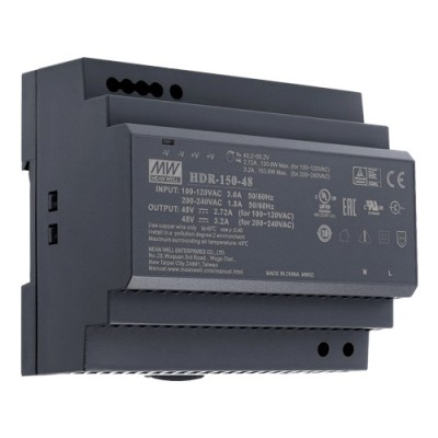 Sursa de alimentare in comutatie, 48V / 3.2A, sina DIN - MEAN WELL HDR-150-48 SafetyGuard Surveillance foto