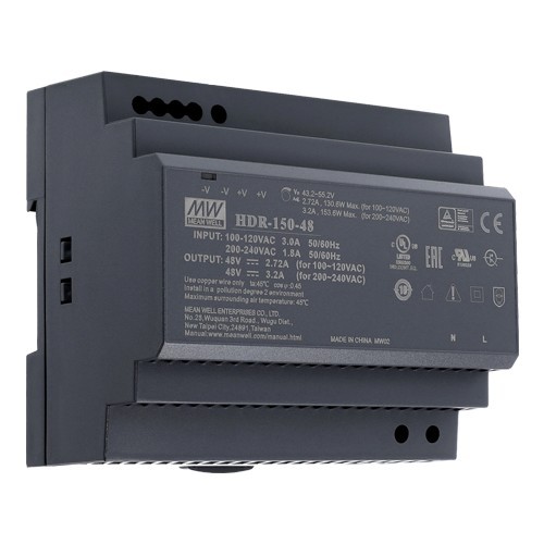 Sursa de alimentare in comutatie, 48V / 3.2A, sina DIN - MEAN WELL HDR-150-48 SafetyGuard Surveillance