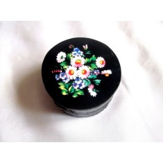 Cutie lemn decorata cu flori de camp, cutie rotunda 38774