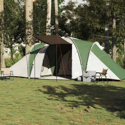 vidaXL Cort de camping cupolă pentru 6 persoane, verde, impermeabil foto