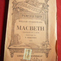 W.Shakespeare - Macbeth -interbelica BPT 139-140, trad.V.Demetrius ,163 pag