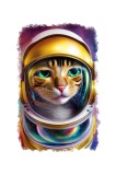 Cumpara ieftin Sticker decorativ, Pisica Astronaut, Galben, 85 cm, 6742ST, Oem