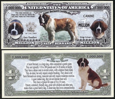 !!! SUA = FANTASY NOTE = SAINT BERNARD - 2016 - UNC / SERIA DOG LOVER foto
