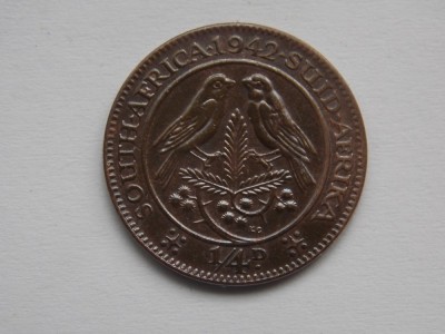 1/4 pence 1942 AFRICA DE SUD-XF foto