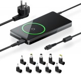 Incarcator 10 in 1 pentru notebook Cyd, plastic, negru, 90W, 2,5 m