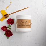 Lumanare parfumata handmade din ceara naturala de soia 100%, aroma Miere de trandafir si muscate, Recipient ceramic, 150 g