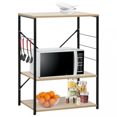 Dulap microunde, negru/stejar 60x39,6x79,5 cm lemn prelucrat foto