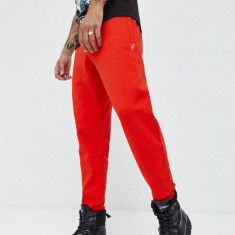 Superdry pantaloni de trening din bumbac barbati, culoarea rosu, neted