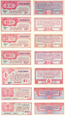 REPRODUCERI lot de 7 bancnote serie 471 MILITARY PAYMENT CERTIFICATES foto