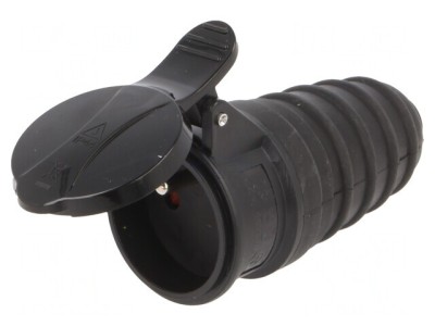 Conector alimentare AC mamă 2P PE 250VAC 16A negru foto