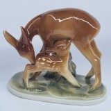 Bibelou portelan german vintage - Caprioara cu pui