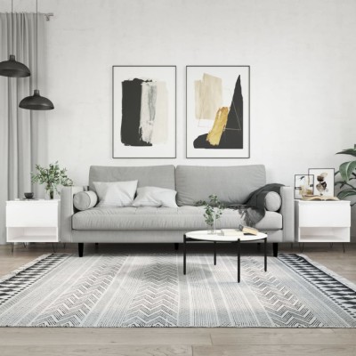 vidaXL Mese de cafea 2 buc. alb extralucios 50x46x50 cm lemn compozit foto