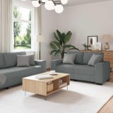 VidaXL Set de canapele cu perne, 2 piese, gri &icirc;nchis, textil