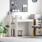 Birou Calculator vidaXL Alb Lemn Prelucrat Compact, 2 Rafturi, Design Minimalist, Asamblare Usoara