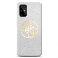 Husa de protectie GUESS Glitter Circle Gold Logo pentru Samsung Galaxy S20 Plus, Gri, BBL1313 foto