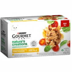 Purina Gourmet Nature&#039;s Creations, hrana umeda pentru pisici, pui si curcan, 4 x 85 g