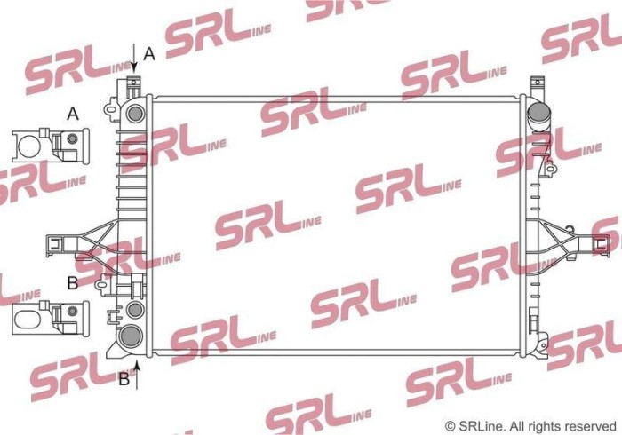 Radiator Volvo S60 00-09, S80 98-06, V70 00-07, motor: 2.4 D, 620x418x32, SRLine, Aluminiu/ Plastic brazat, 8601433; 8601564