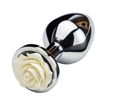 Dop Anal Rose Pleasure Large, Argintiu/Alb, Guilty Toys foto