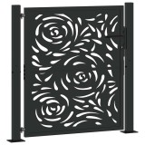Cumpara ieftin Poarta de gradina neagra 105x106 cm design flacara din otel