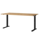 Birou reglabil pe &icirc;nălțime manual, blat stejar & cadru metalic negru &ndash; premium, import Austria, Home24